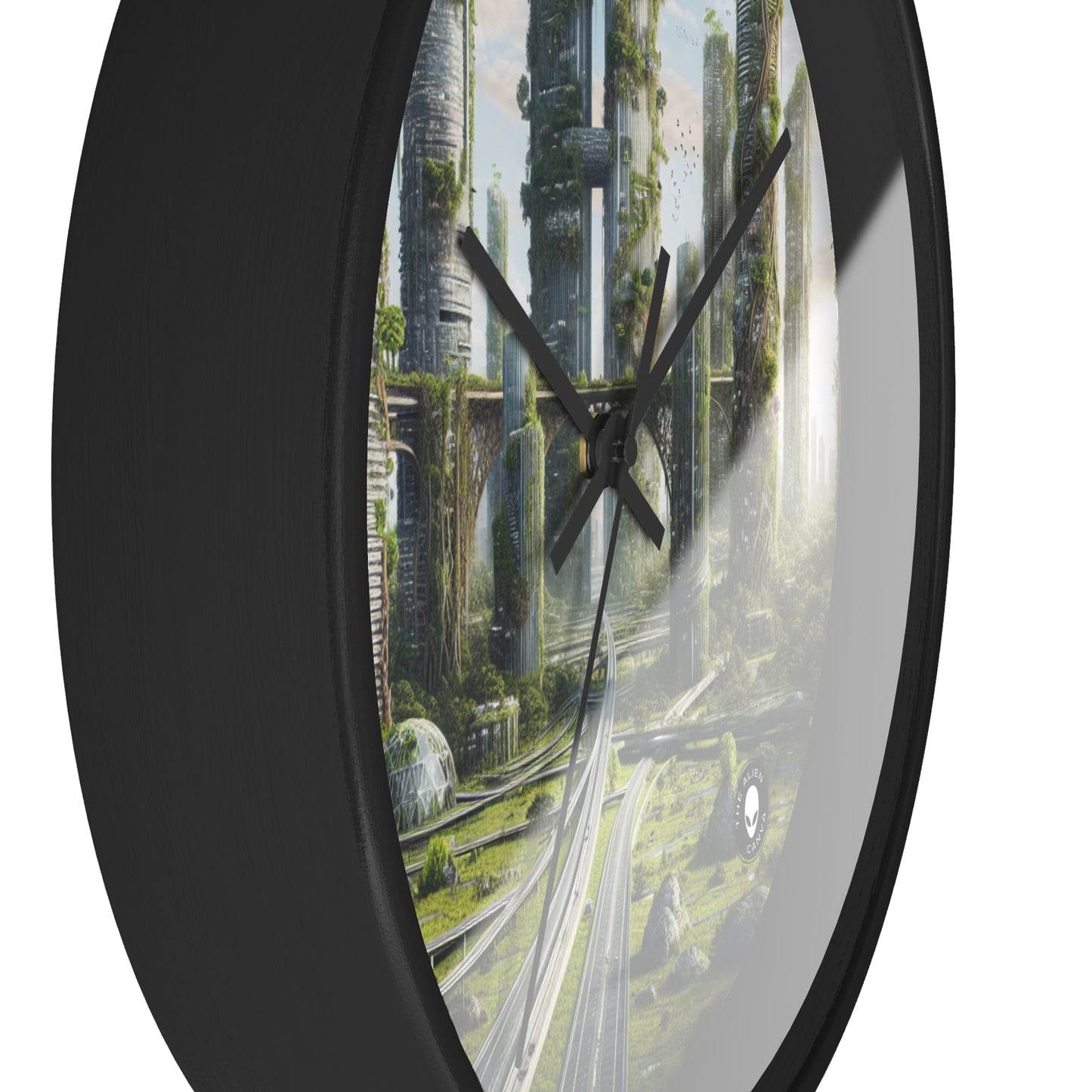 "Nature's Reclamation: A Futuristic Cityscape" - The Alien Wall Clock