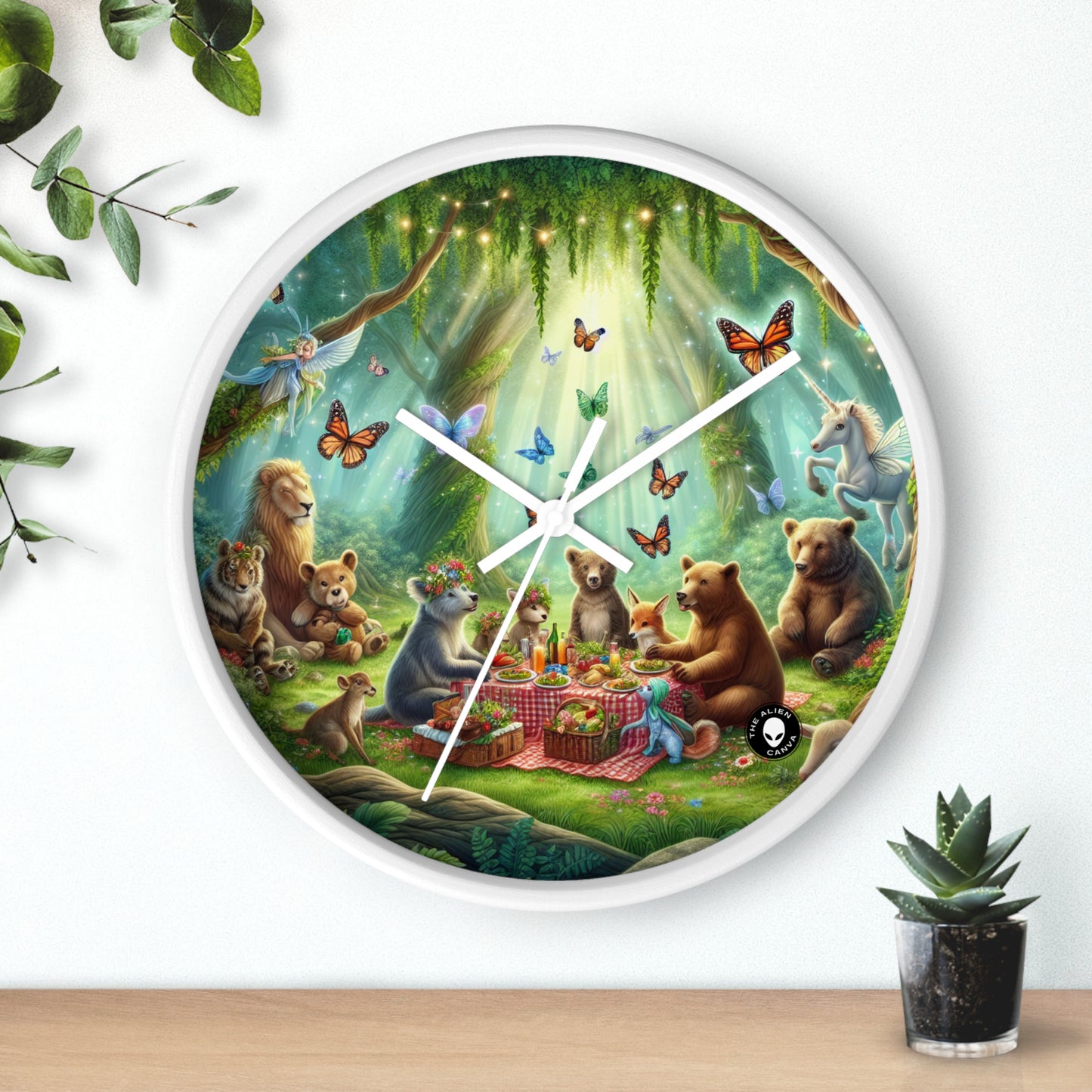 "Enchanted Forest Picnic" - The Alien Wall Clock