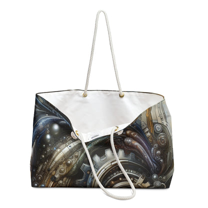 "Bio-Mech Cityscape: Harmonious Fusion" - The Alien Weekender Bag Bio-mechanical Art