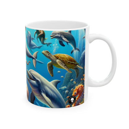 "Musical Reef Spectacle" - Taza de cerámica extraterrestre de 11 oz