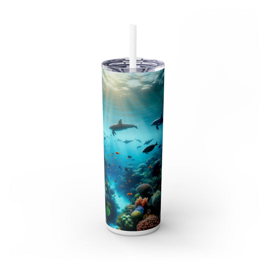 "Underwater Symphony" - The Alien Maars® Skinny Tumbler with Straw 20oz