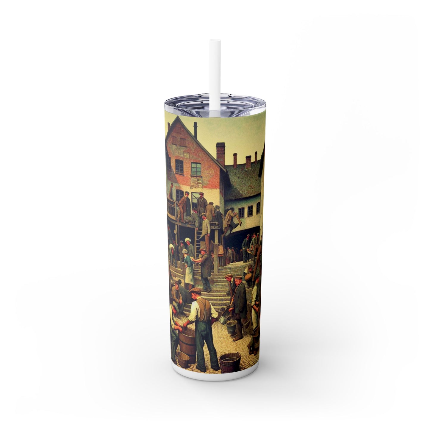 "Community Clean-Up: Restoring Urban Beauty Together" - The Alien Maars® Skinny Tumbler with Straw 20oz Social Realism