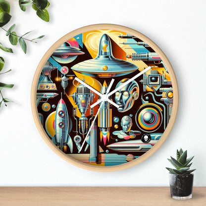 "Neon Deco: Una utopía retrofuturista" - El reloj de pared alienígena Retrofuturismo