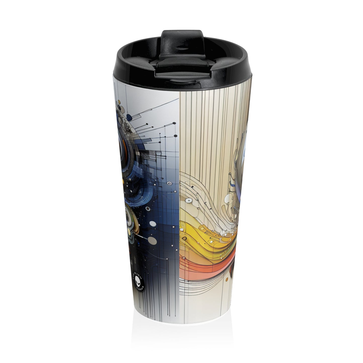 "Urban Chaos: A Neo-Expressionist Cityscape" - The Alien Stainless Steel Travel Mug Neo-Expressionism