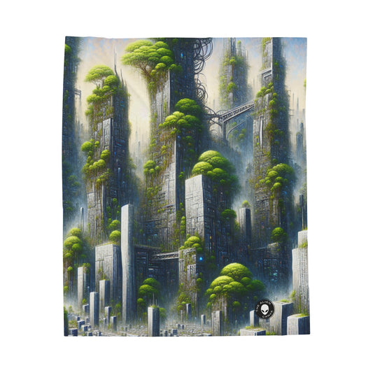 "Biodome Cityscape" - The Alien Velveteen Plush Blanket