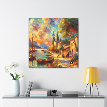 Anochecer dorado: un sereno paseo impresionista junto al agua - The Alien Canva Impressionism