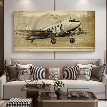 Affiche imprimée d'avion Vintage, peinture sur toile