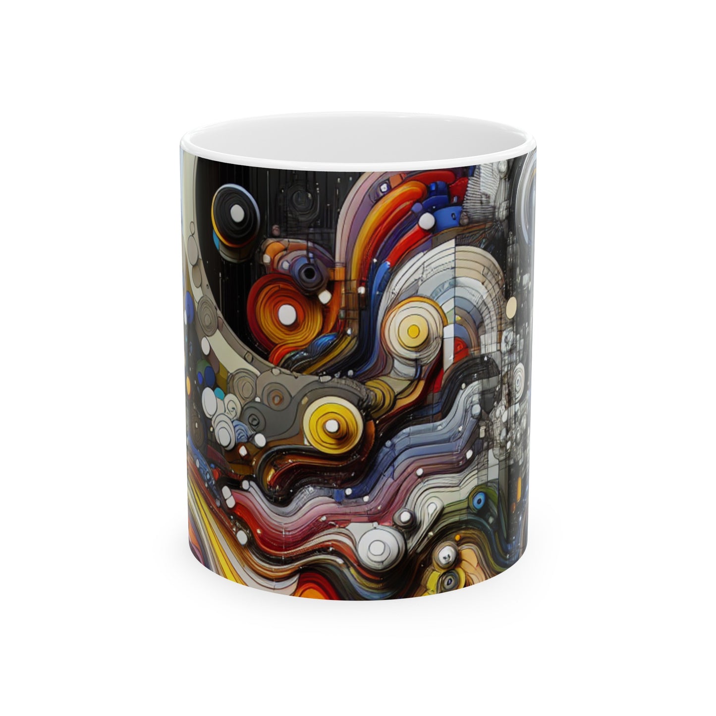 "Urban Chaos: A Neo-Expressionist Cityscape" - The Alien Ceramic Mug 11oz Neo-Expressionism