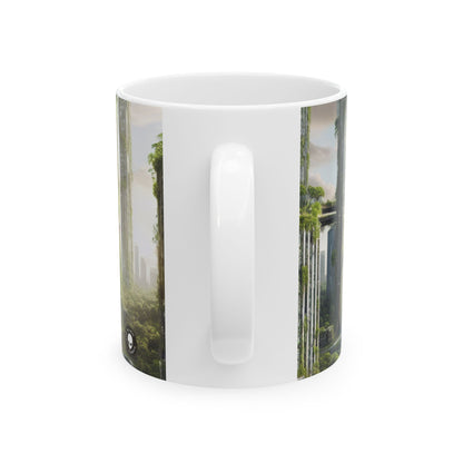 « La reconquête de la nature : un paysage urbain futuriste » – Tasse en céramique Alien 11 oz