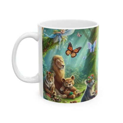 "Picnic en el bosque encantado": taza de cerámica extraterrestre de 11 oz