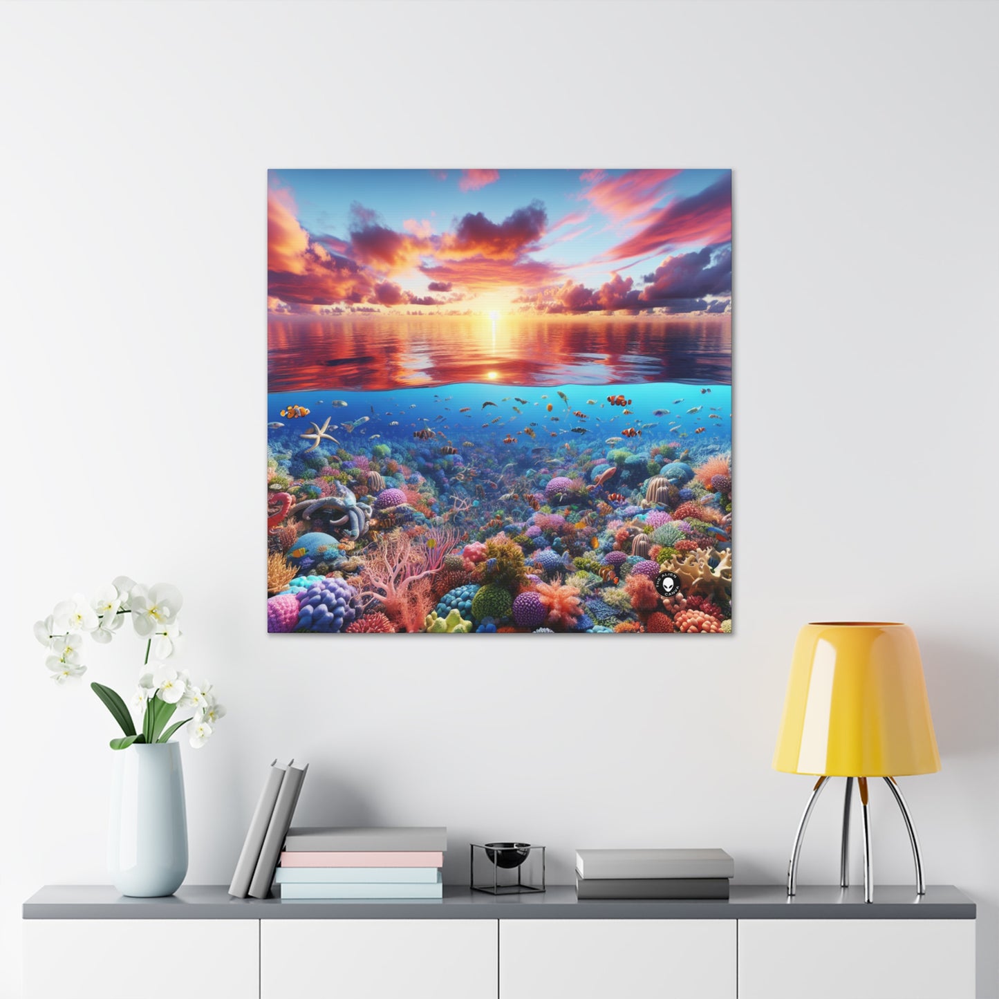 "Sunset Splendor : Récif de corail sous-marin" - The Alien Canva