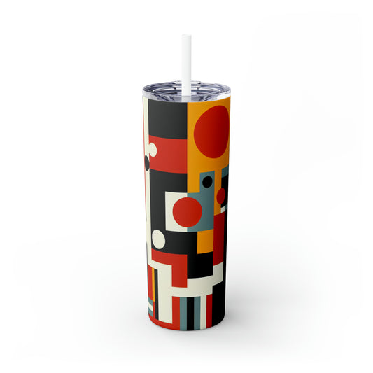 "Futurist Cityscape: Harmonizing Art and Technology in a Dynamic Constructivist Masterpiece" - The Alien Maars® Skinny Tumbler with Straw 20oz Constructivism