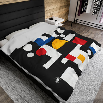 "Suprematic Harmony: Exploring Geometric Composition with Bold Colors" - The Alien Velveteen Plush Blanket Suprematism