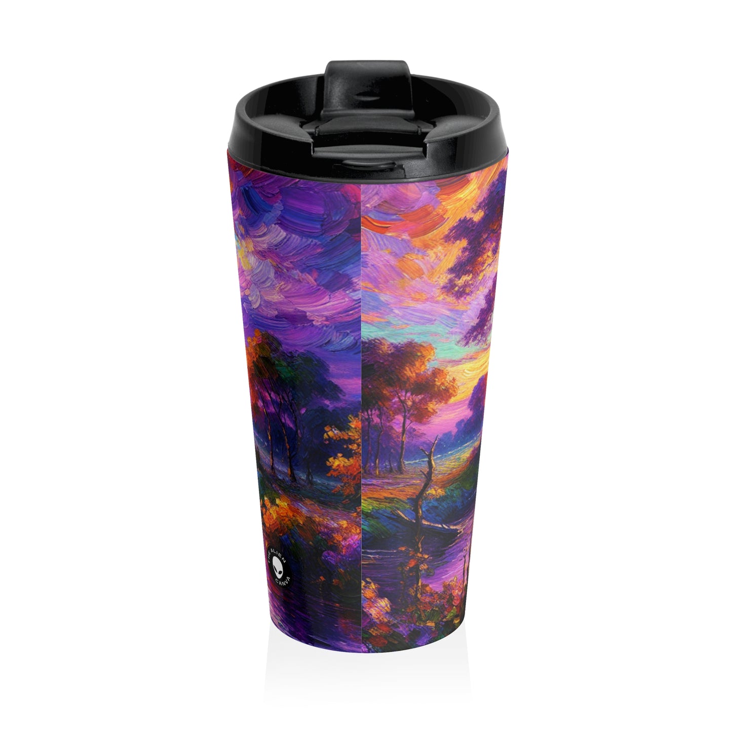 "Boulevards of Illumination: A Vibrant Post-Impressionist Cityscape" - The Alien Stainless Steel Travel Mug Post-Impressionism