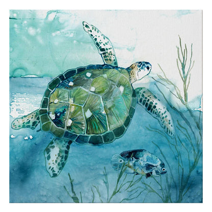 Póster artístico de pared con pintura en lienzo de tortuga