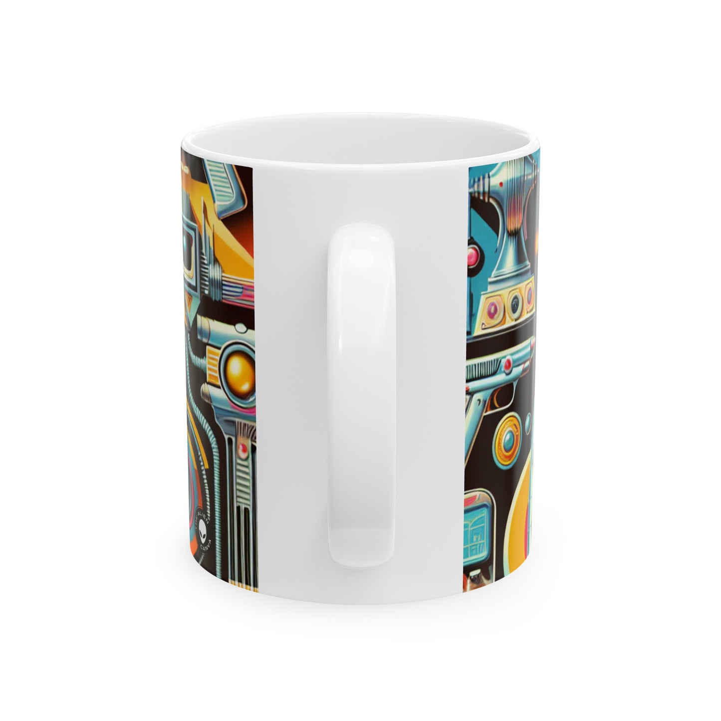 "Neon Deco: A Retro-Futuristic Utopia" - The Alien Ceramic Mug 11oz Retro-futurism