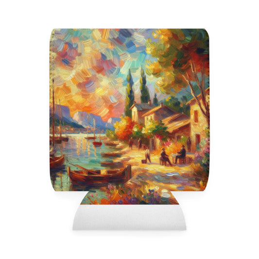 Anochecer dorado: un sereno paseo impresionista junto al agua - The Alien Can Cooler Sleeve Impressionism