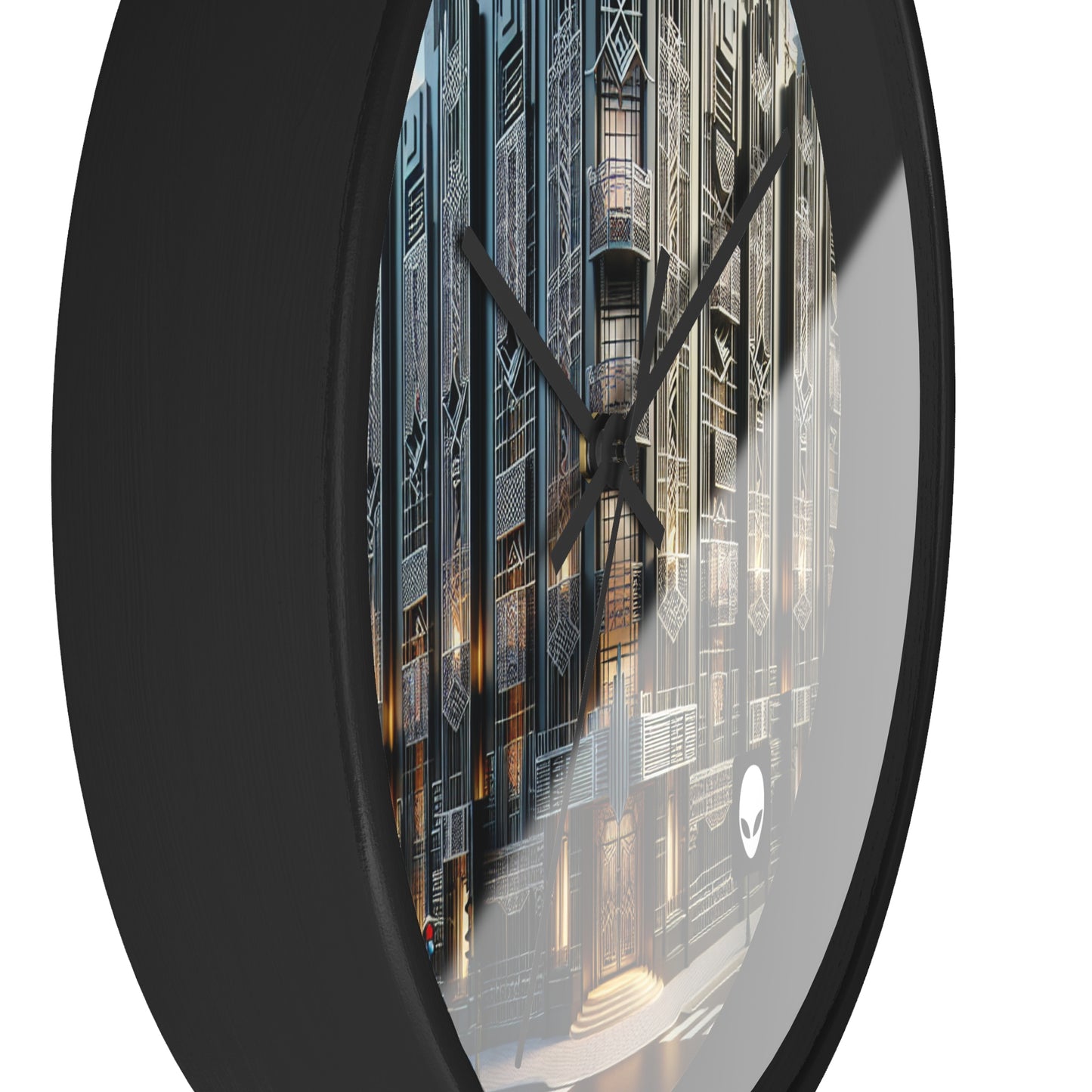 "Illuminating Elegance: An Art Deco City Street" - The Alien Wall Clock Art Deco Style