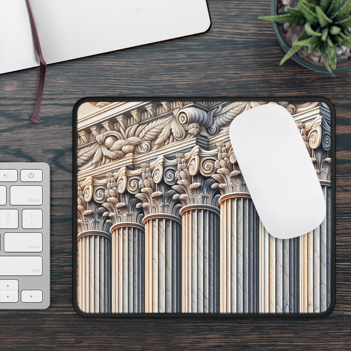 "3D Wall Columns: An Architectural Artpiece" - The Alien Gaming Mouse Pad Trompe-l'oeil Style