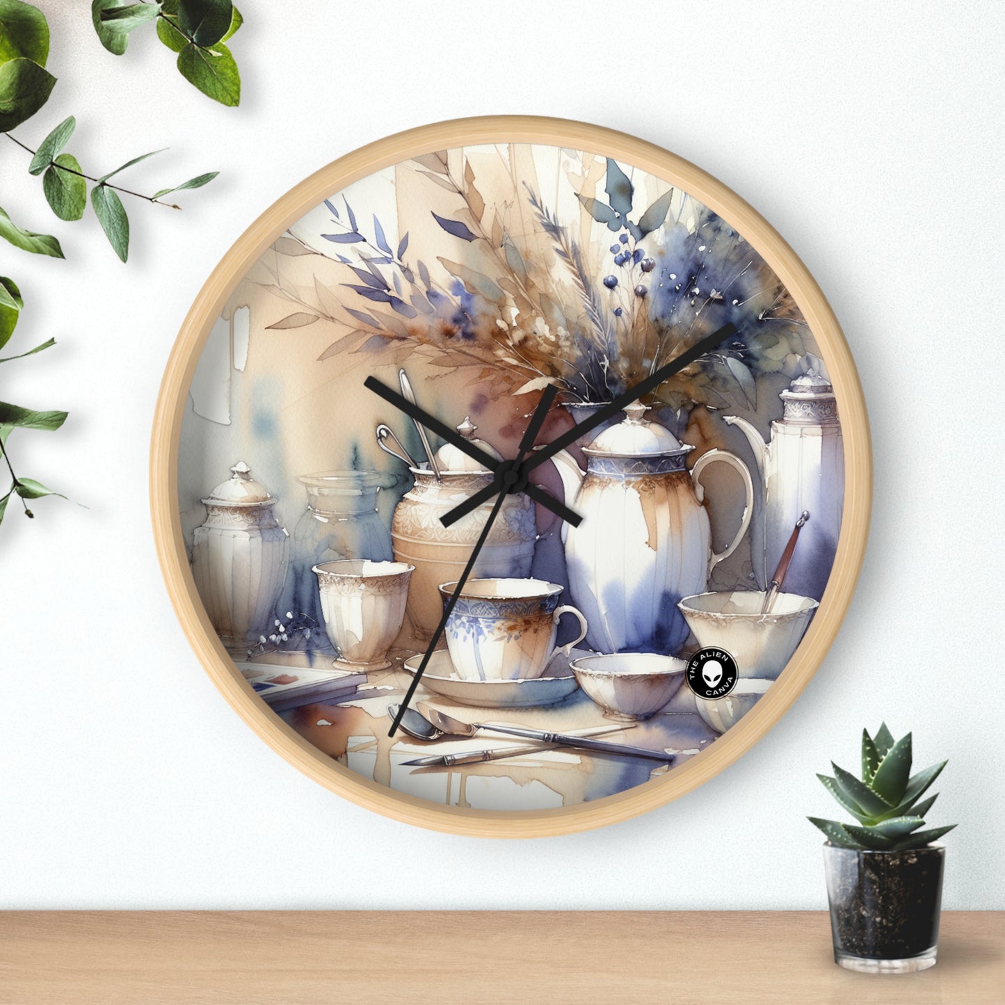 "A Tranquil Sunset by the Riverside" - The Alien Wall Clock Watercolor Painting