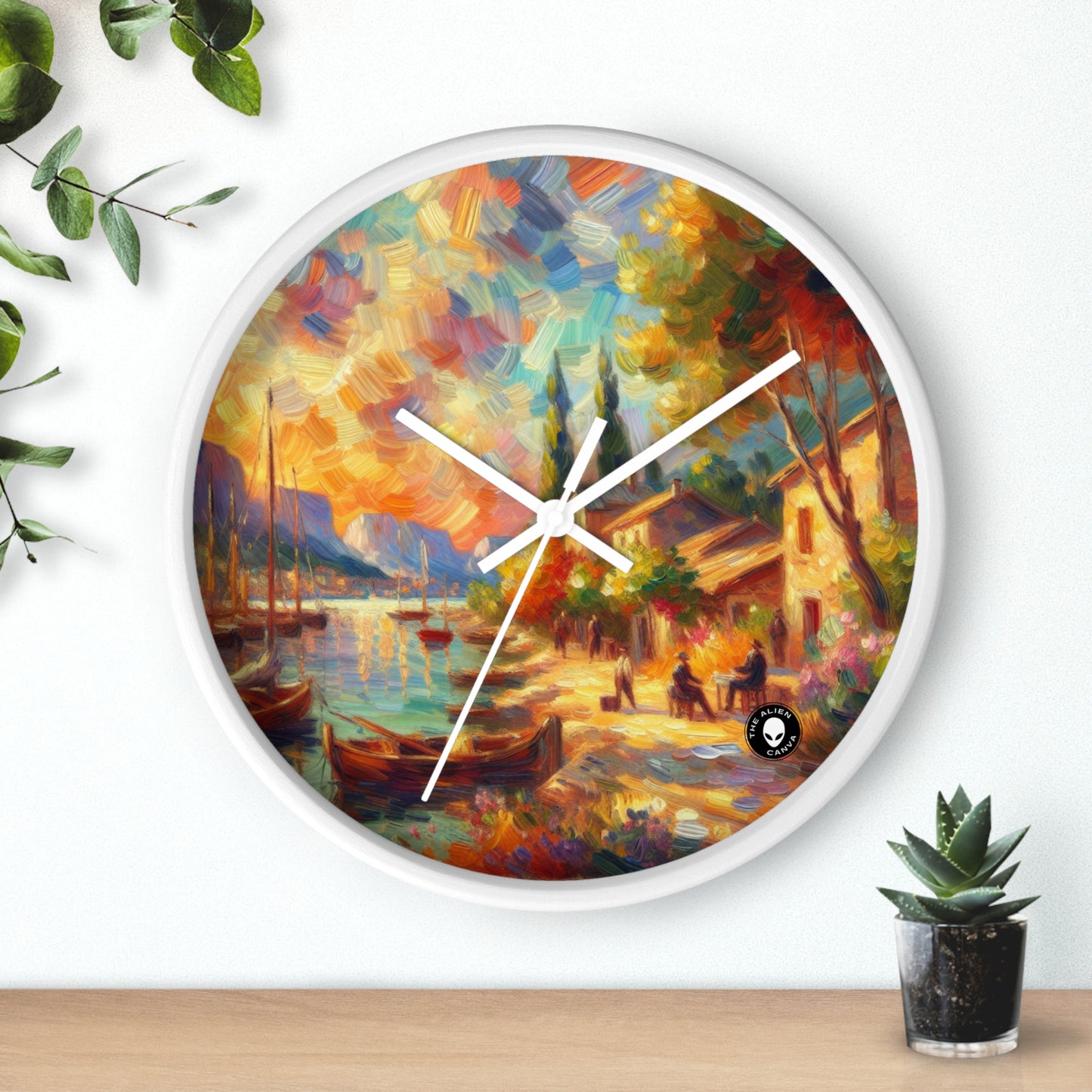 Golden Dusk: A Serene Impressionist Stroll by the Water - The Alien Wall Clock Impressionism