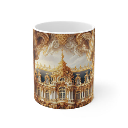 "Regal Splendor : Un palais baroque plaqué or" - La tasse en céramique Alien 11oz de style baroque