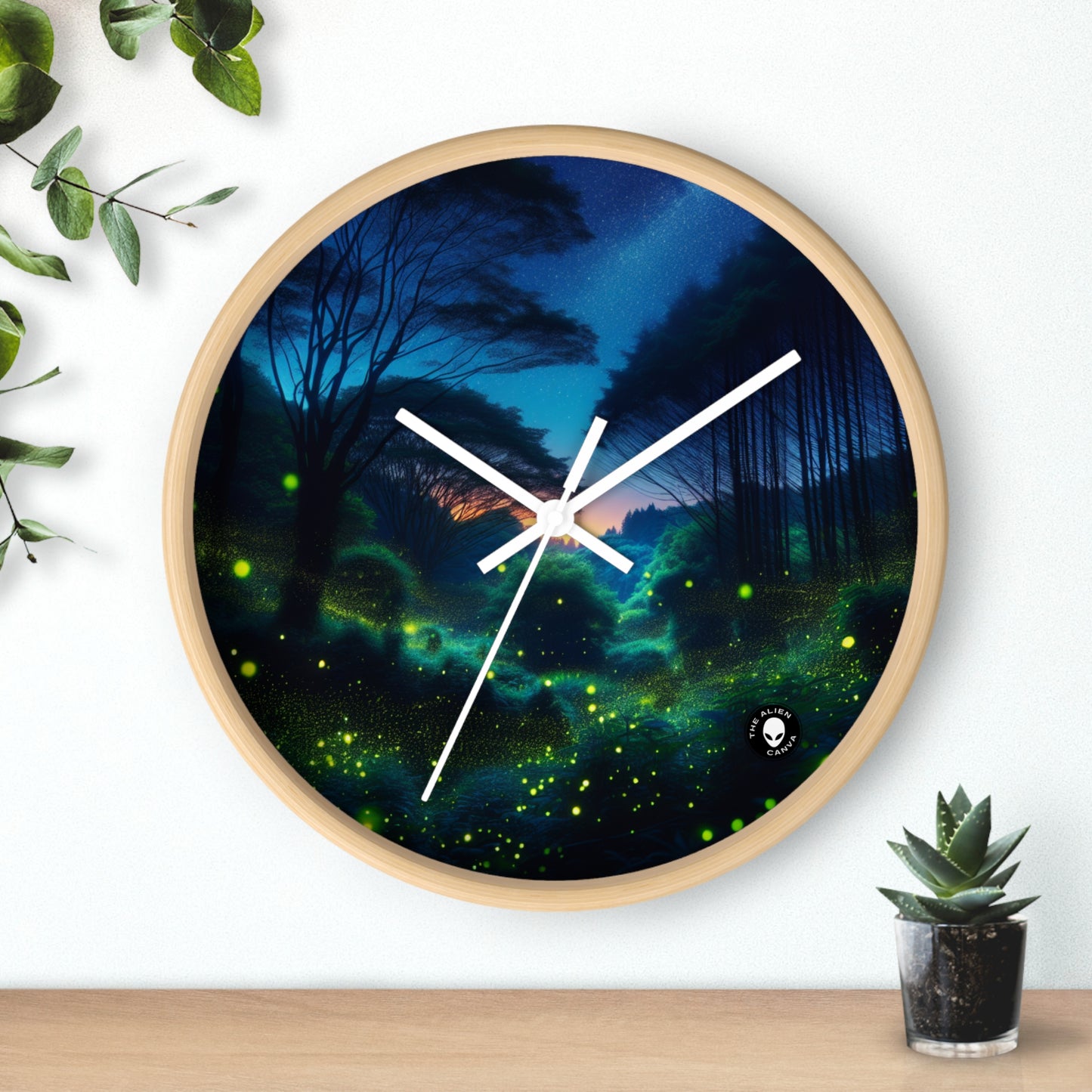 "Enchanted Night: Fireflies in the Forest" - The Alien Wall Clock