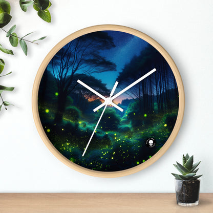 "Noche encantada: Luciérnagas en el bosque" - El reloj de pared extraterrestre