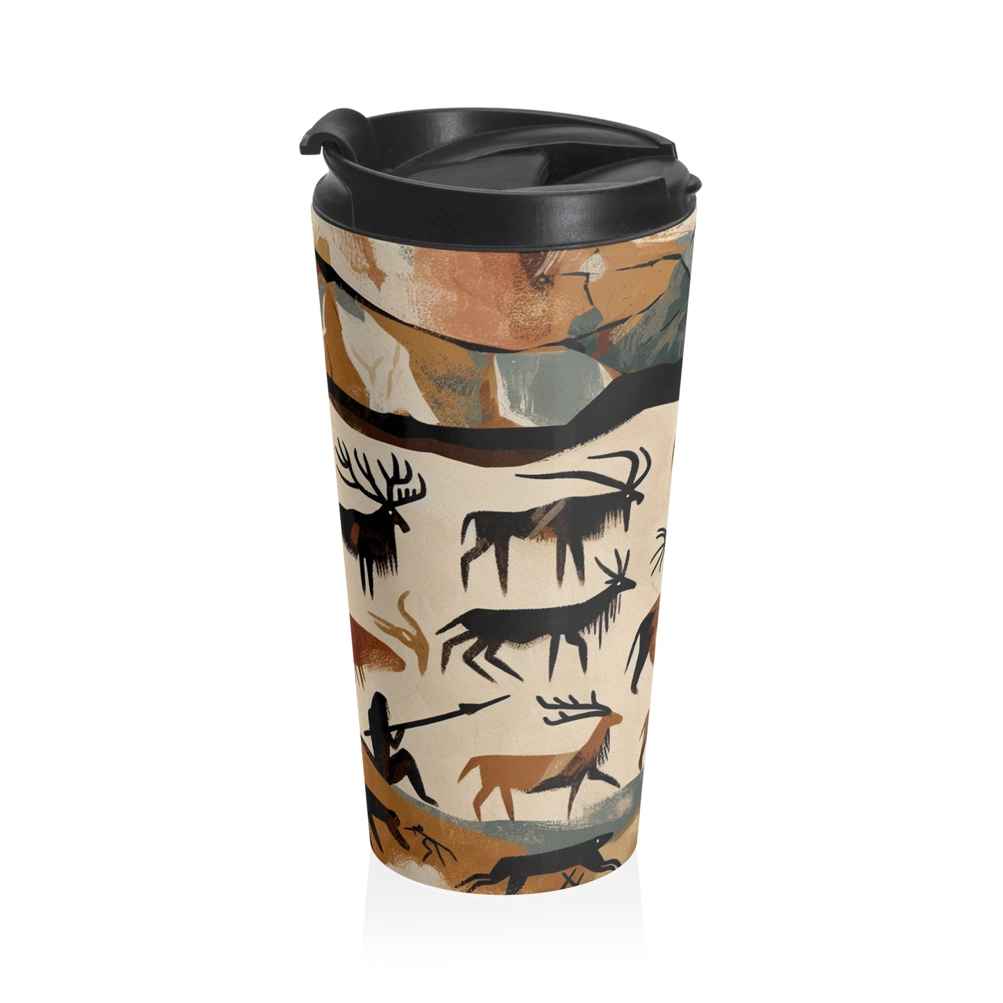 "The Discovery of Fire: A Cave Painting Tale" - The Alien Stainless Steel Travel Mug Cave Painting