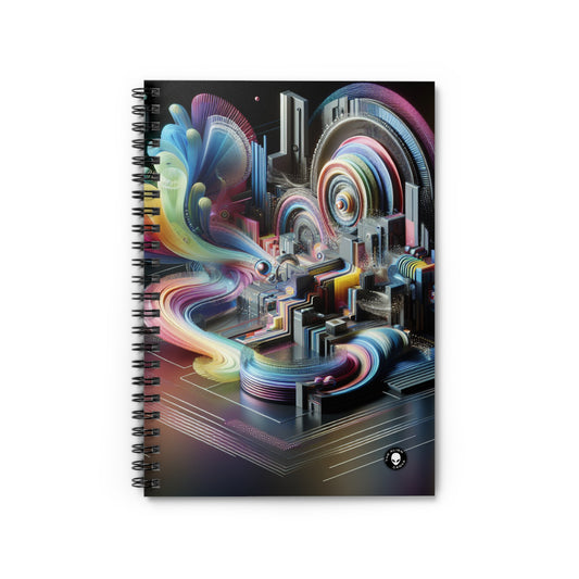 "Neon Nights: A Futuristic Urban Dream" - The Alien Spiral Notebook (Ruled Line) Digital Art