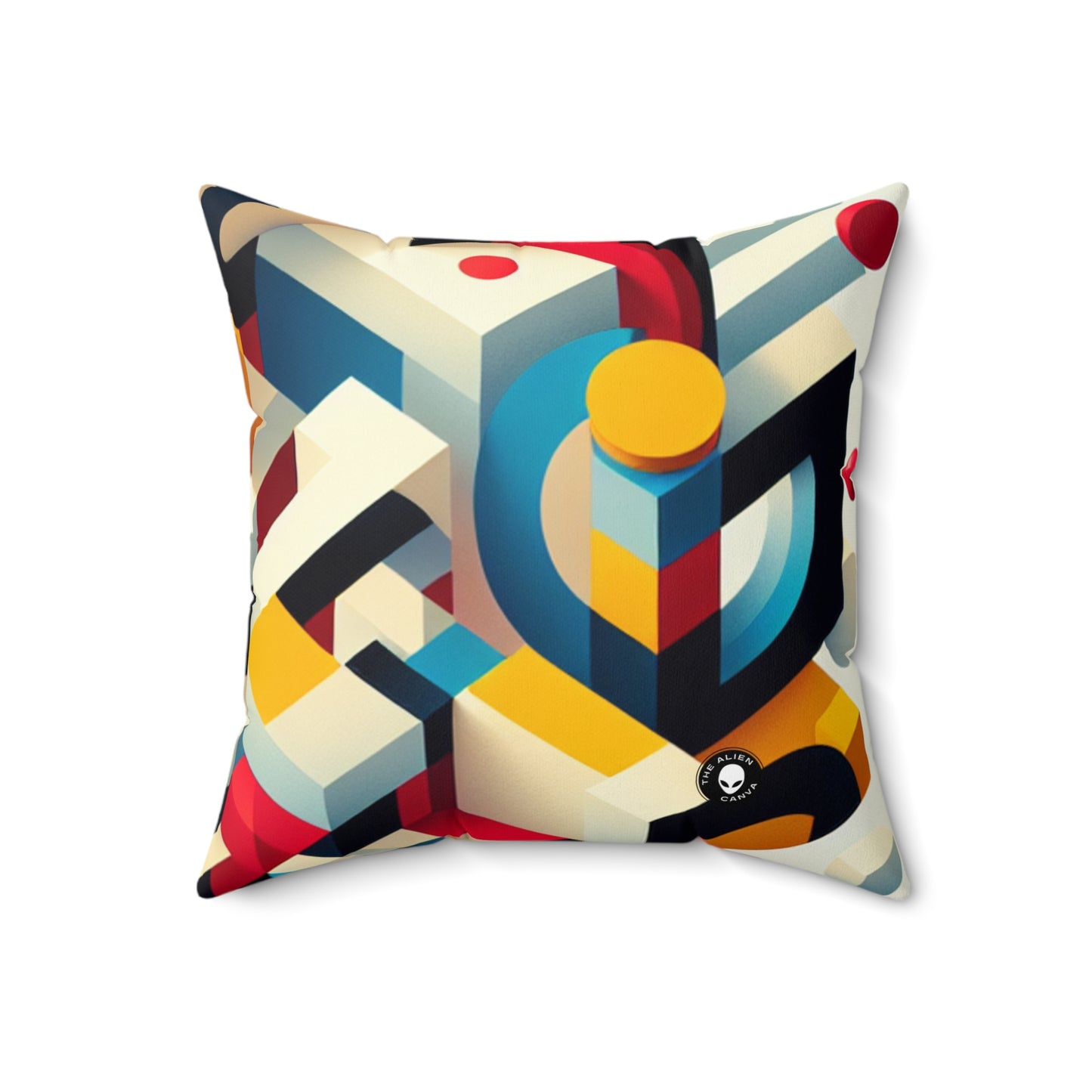 "Harmonious Balance: Geometric Abstract Art"- The Alien Spun Polyester Square Pillow Geometric Abstraction