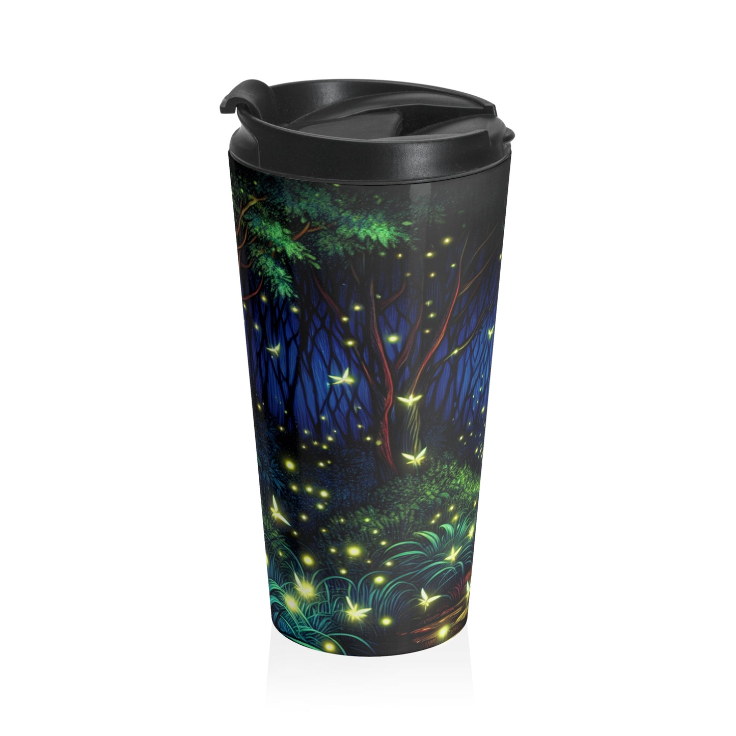 "Bosque Encantado: Resplandor Nocturno" - Taza de Viaje de Acero Inoxidable de Alien