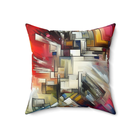 "Nature's Fury: An Abstract Expressionist Interpretation of a Raging Thunderstorm"- The Alien Spun Polyester Square Pillow Abstract Expressionism