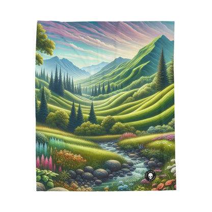 "Seasons in Serenity: An Environmental Art Journey" - The Alien Velveteen Plush Blanket Environmental Art