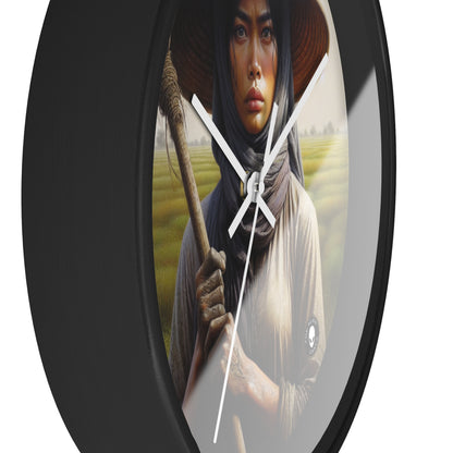 "Farmer in the Fields: A Weathered Reflection" - The Alien Wall Clock Realism