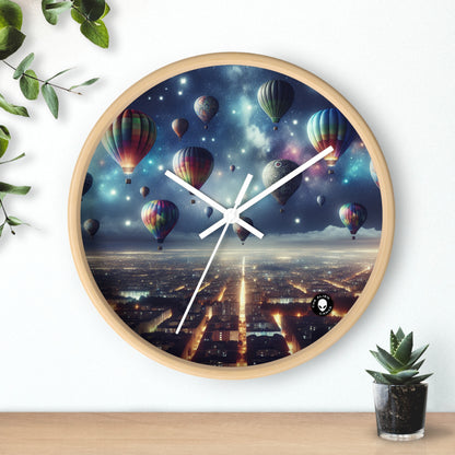 "Starry Night Voyage: Hot Air Balloons Over the City" - The Alien Wall Clock