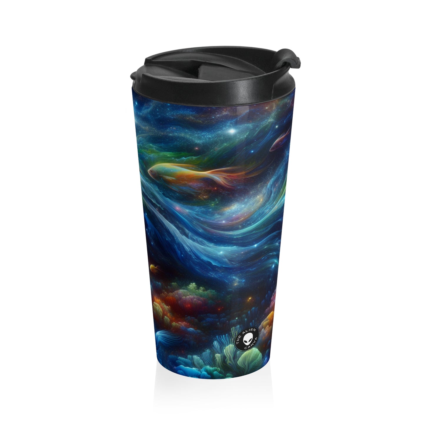 "Encantamiento bajo las estrellas: un viaje místico bajo el agua" - Taza de viaje de acero inoxidable The Alien