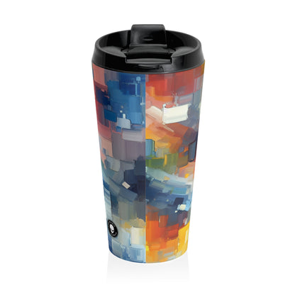 "Tranquil Sunset: A Soft Pastel Color Field Painting" - The Alien Stainless Steel Travel Mug Color Field Painting