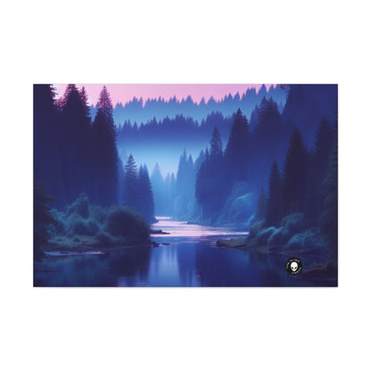 "Twilight Tranquility : Réflexions sur la rivière forestière" - The Alien Canva