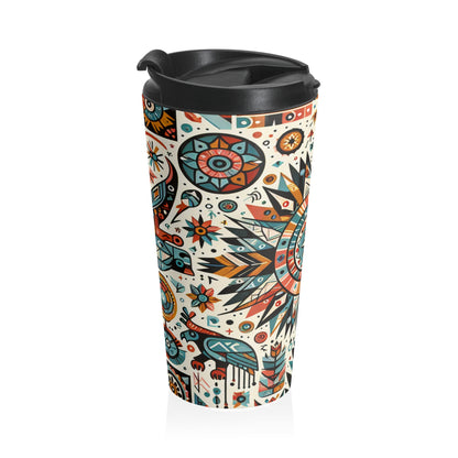 "Nature's Wisdom: An Indigenous Tribute" - The Alien Stainless Steel Travel Mug Indigenous Art