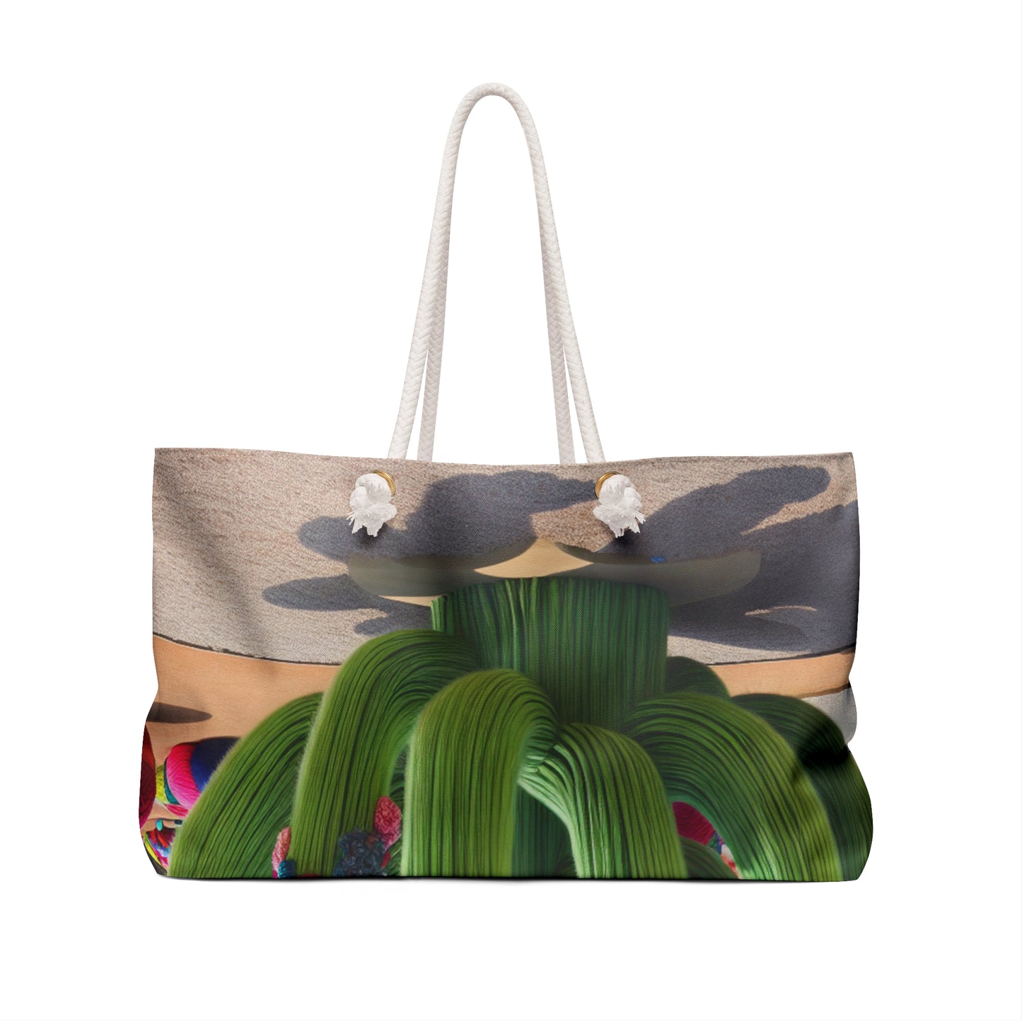 "Cactus remplis de fil dans le ciel" - Le style Alien Weekender Bag Yarn Bombing (Fiber Art)