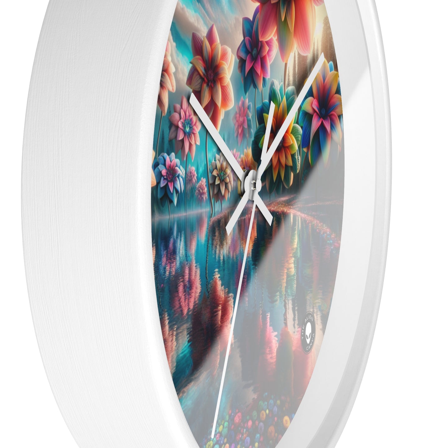 "Enchanted Waters: A Floral Dreamland" - The Alien Wall Clock