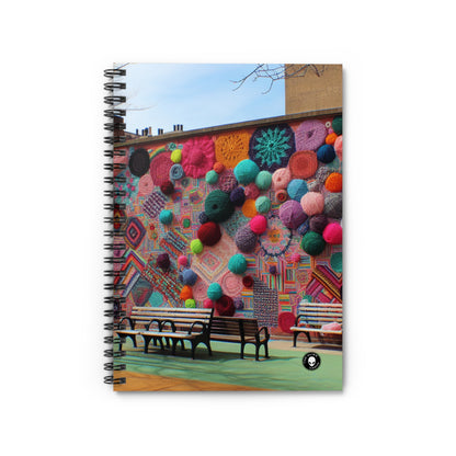 "Yarn of Joy: A Colorful Outdoor Mural" - The Alien Spiral Notebook (Ruled Line) Yarn Bombing (Fiber Art)