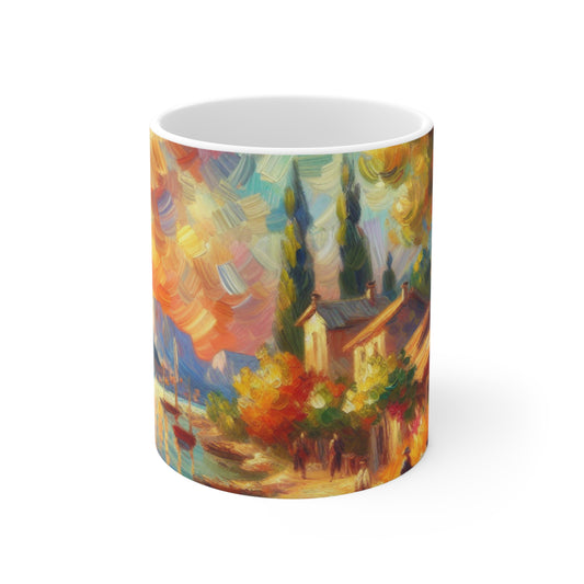 Golden Dusk: A Serene Impressionist Stroll by the Water - The Alien Ceramic Mug 11oz Impressionism