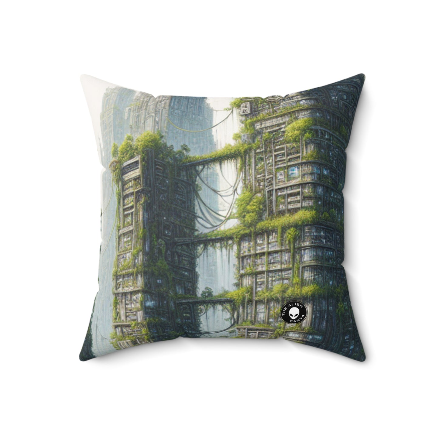 "Nature's Resurgence: The Urban Jungle"- The Alien Spun Polyester Square Pillow