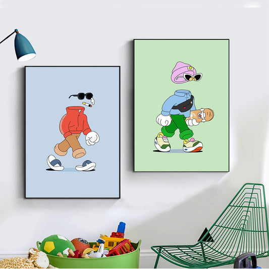 Affiche d'art de personnages de dessins animés de sport, peinture sur toile pour salon et maison