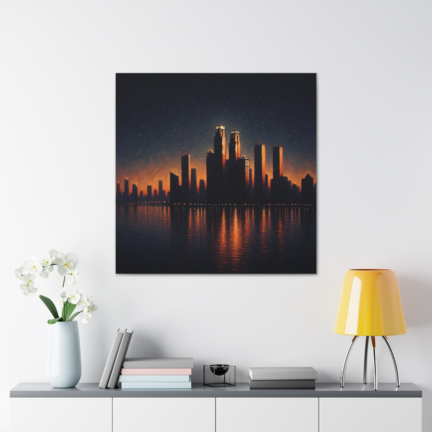 "The City Aglow" - The Alien Canva Post-Impressionism Style