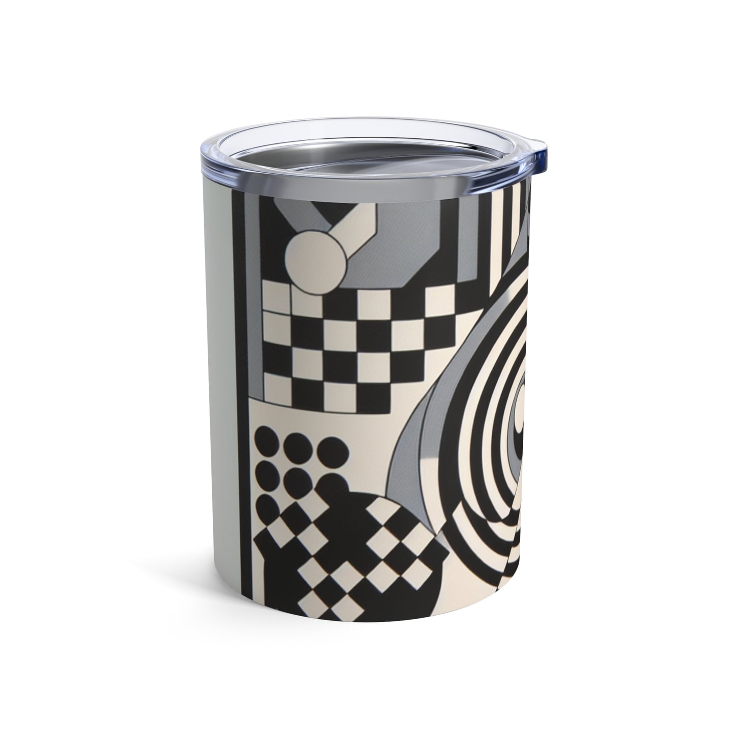 "Mesmerize: Bold Op Art Geometry in Black and White" - The Alien Tumbler 10oz Op Art