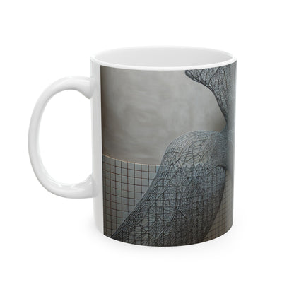 "Harmony Reimagined: Nature, Technology, and the Modern World" - The Alien Ceramic Mug 11oz Installation Sculpture