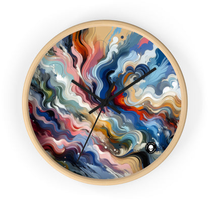 "Serenidad del amanecer: una pintura abstracta inspirada en la renovación" - La abstracción lírica del reloj de pared alienígena